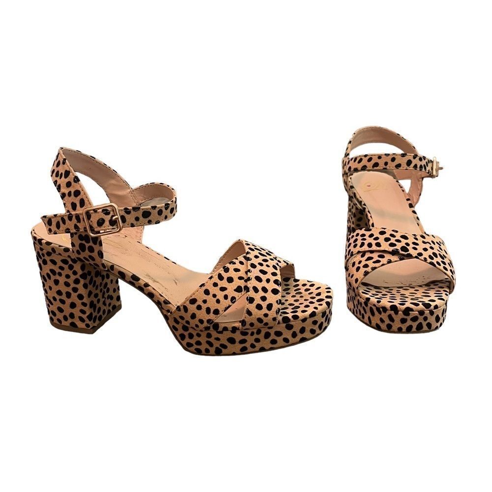 Delicious Open Toe Criss Cross Upper Ankle Strap Platform Chunky Heel